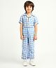 Somersault Cotton Half Sleeves Checked Shirt With Coordinating Pant Set - Blue
