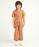 Somersault Cotton Half Sleeves Checked Shirt With Coordinating Pant Set - Brown