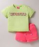 Wingsfield Cotton Half Sleeves Brand Name Printed Tee With Shorts Set - Lemon