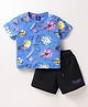 Wingsfield Cotton Half Sleeves Dinosaur Printed Tee With Shorts Set - Blue
