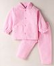 Mom's pet Cotton Knit Full Peasant Sleeves Checked Coordinating Shirt Pajama Set - Pink