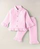Mom's pet Cotton Knit Full Bell Sleeves Checked Coordinating Shirt Pajama Set - Pink