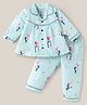 Mom's pet Cotton Knit Full Sleeves Penguins Printed Coordinating Shirt Pajama Set - Green