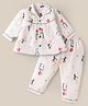 Mom's pet Cotton Knit Full Sleeves Penguins Printed Coordinating Shirt Pajama Set - Yellow