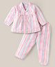 Mom's pet Cotton Knit Full Sleeves Striped Coordinating Shirt Pajama Set - Pink