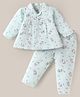 Mom's pet Cotton Knit Full Sleeves Baby Bunny Printed Coordinating Night Suit Set - Green