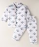 Mom's pet Cotton Knit Full Sleeves Airplane Printed Coordinating Night Suit Set - White