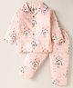 Mom's pet Cotton Knit Full Sleeves Robot Printed Coordinating Night Suit Set - Peach