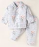 Mom's pet Cotton Knit Full Sleeves Unicorn Printed Coordinating Night Suit Set - Grey
