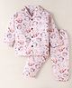 Mom's pet Cotton Knit Full Sleeves Space Theme Printed Coordinating Night Suit Set - Brown