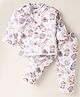 Mom's pet Cotton Blend Knit Full Sleeves Animals Printed Coordinating Night Suit Set - Brown