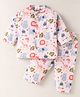 Mom's pet Cotton Blend Knit Full Sleeves Animals Printed Coordinating Night Suit Set - Peach