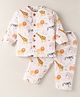 Mom's pet Cotton Blend Knit Full Sleeves Animals Printed Coordinating Night Suit Set - Yellow