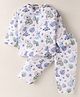 Mom's pet Cotton Blend Knit Full Sleeves Animals Printed Coordinating Night Suit Set - Blue