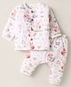 Mom's pet Cotton Blend Knit Full Sleeves Teddy Bear Printed Coordinating Night Suit Set - Orange