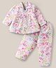 Mom's pet Cotton Linen Knit Full Sleeves Floral Printed Coordinating Night Suit - Pink