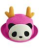 Babymoon Panda Patch & Horns Applique Detailed Cap With String - Pink-  Diameter 54 Cms