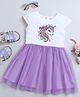 ZIP ZAP ZOOP Cotton Cap Sleeves Unicorn Embroidered Dress - White & Purple