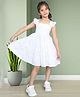 ZIP ZAP ZOOP Cotton Sleeveless Frill Detailed Solid Smocked Tiered Dress - White