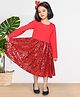 ZIP ZAP ZOOP Cotton Full Sleeves Sequin Embellished Dress - Red