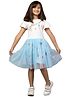 ZIP ZAP ZOOP Cotton Half Sleeves Balloon & Stars Embroidered Dress - White & Sky Blue