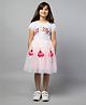 ZIP ZAP ZOOP Cotton Half Sleeves Ballerina Embroidered Dress - White & Pink