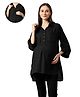 Mom for sure by Ketki Dalal Rayon Woven Three Fourth Sleeves Solid Maternity Top With Front Open Nursing Access - Black