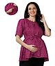Mom for sure by Ketki Dalal 100% Cotton Woven Half Sleeves Bandhani Printed Maternity Top With Concealed Zipper Nursing Access - Pink