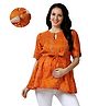 Mom for sure by Ketki Dalal 100% Cotton Woven Half Sleeves Bandhani Printed Maternity Top With Concealed Zipper Nursing Access - Mustard Yellow