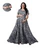 Mom for sure by Ketki Dalal Woven Half Sleeves Leopard Printed Maternity Dress With Side Zipper Nursing Access - Grey