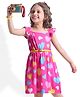 Hola Bonita Knit Frill Sleeves Frock with Heart Print - Pink