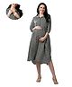 Mom For Sure By Ketki Dalal Cotton Woven Three Fourth Puffed Sleeves Abstract Printed Maternity Shirt Dress With Front Open Nursing Access - Green
