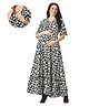 Mom for sure by Ketki Dalal Crepe Woven Half Sleeves Floral Printed Maternity Dress With Front Open Nursing Access - Black