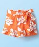 Honeyhap Premium 100% Cotton Knit With Bio Finish Above Knee Length Skort With Floral Print - Orange
