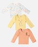 Nauti Nati Cotton Pack of 3 Full Sleeves Birds & Play The Day Away Text Printed Tee - Peach White & Yellow