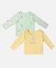 Nauti Nati Cotton Pack of 2 Full Sleeves Butterfly & Alphabets Printed Tees - Green & Mustard