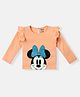 Nautinati Cotton Mickey & Friends Featuring Full Sleeves Minnie Mouse Printed Tee - Peach