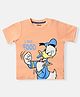 Nautinati Cotton Mickey & Friends Featuring Half Sleeves Donald Duck Printed Tee - Peach
