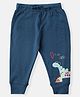 Nauti Nati Cotton Dinosaur Printed Track Pants - Navy Blue