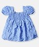 Nauti Nati Cotton Blended Half Puffed Sleeves Smocked Dress - Blue