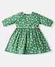 Nauti Nati Cotton Three Fourth Puffed Sleeves Fruits Printed Dress - Green