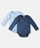 Nauti Nati Pack Of 2 Full Sleeves Cloud & Happy Dreamer Text Printed Onesies - Navy & Light Blue