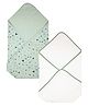 My Milestones 100% Cotton Interlock Baby Wrapper with Solid Color & Teepee Print Pack of 2 - Sea Green & White