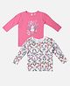 Nauti Nati Cotton Pack of 2 Full Sleeves Floral & Bunny Printed Tops - Pink & White