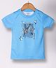 ESSA Cotton Half Sleeves Typography Printed Tee - Blue