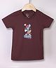 ESSA Cotton Half Sleeves Skate Text Printed Tee - Maroon