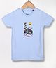 ESSA Cotton Half Sleeves Typography Printed Tee - Sky Blue