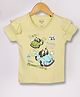 ESSA Cotton Half Sleeves Frill Detailed Car Printed Top - Yellow