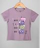 ESSA Half Sleeves Typography & Cat Printed Tee - Lavender