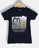 ESSA Cotton Half Sleeves Typography Printed Tee - Navy Blue